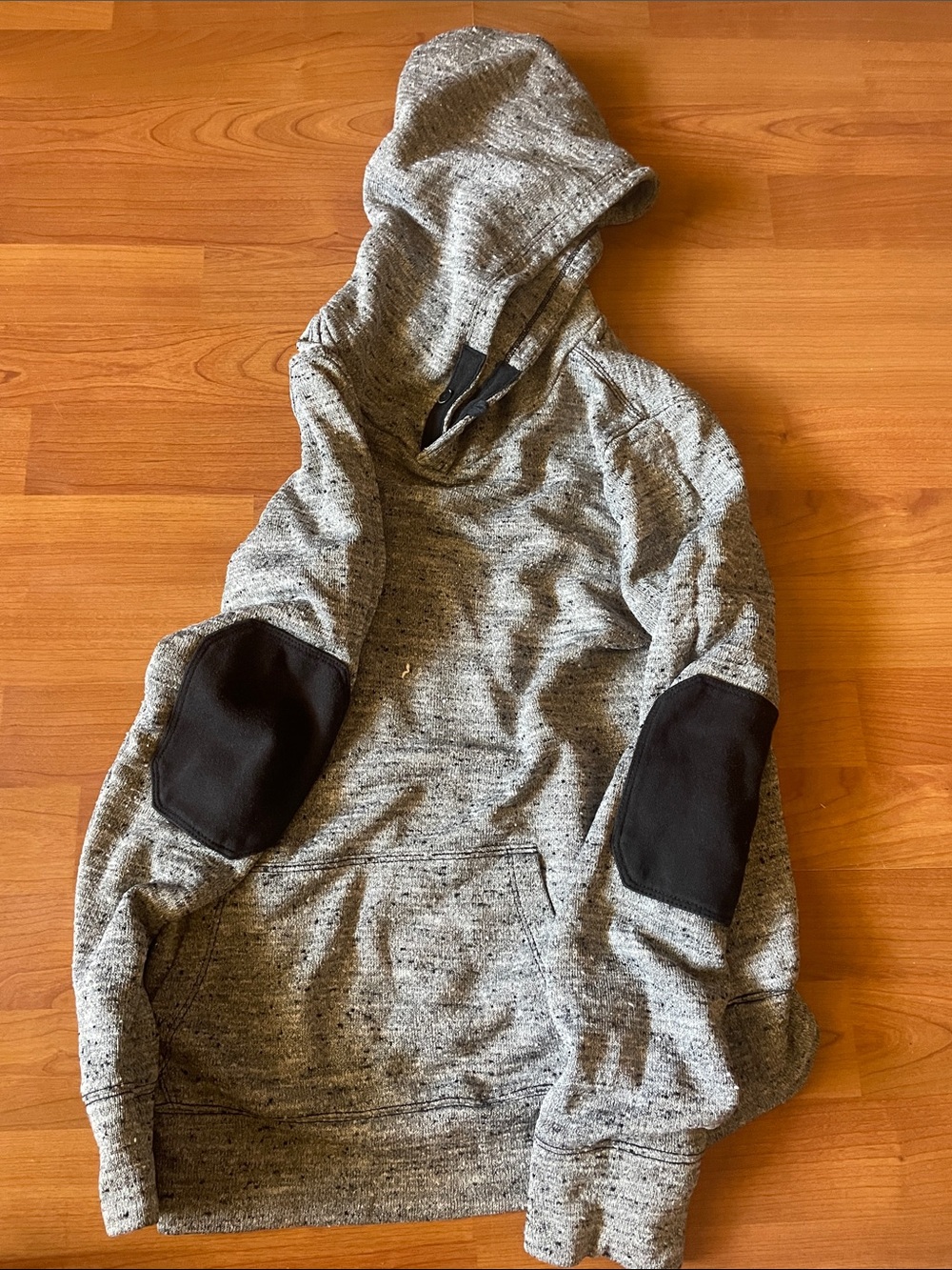 GAP Gray Hooded Sweatshirt with Black Elbow Patches size small